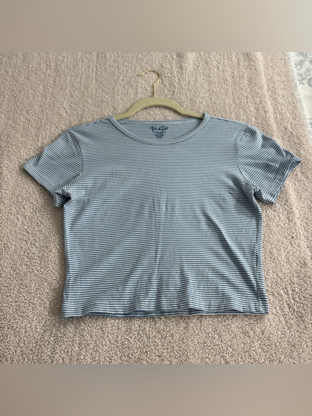 Brandy Melville Ultra Soft Striped Crewneck Tee - Blue/White